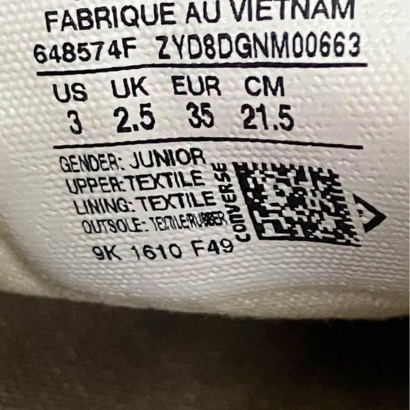 Converse all star youth size 3 (big boys / girls ) Chuck Taylor slip shoe - Picture 9 of 16